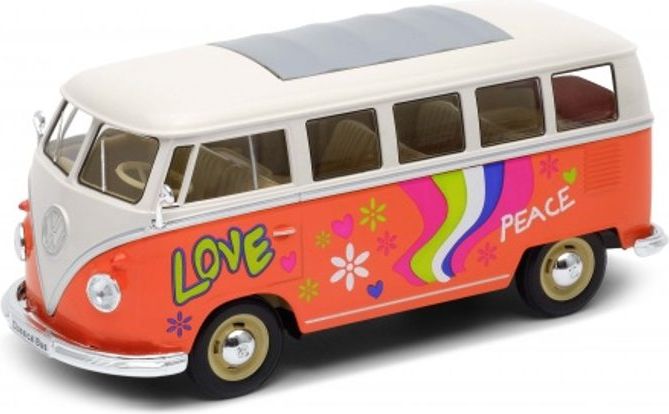 Welly Volkswagen T1 Bus (1963) model 1:24 love and peace oranžový - obrázek 1