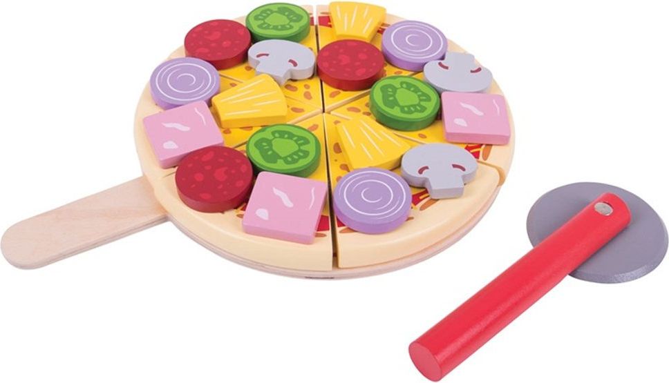 Bigjigs Toys Dřevěná krájecí pizza - obrázek 1