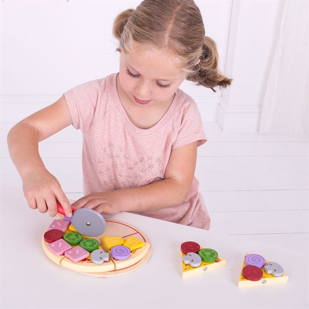 Bigjigs Toys Dřevěná krájecí pizza - obrázek 2