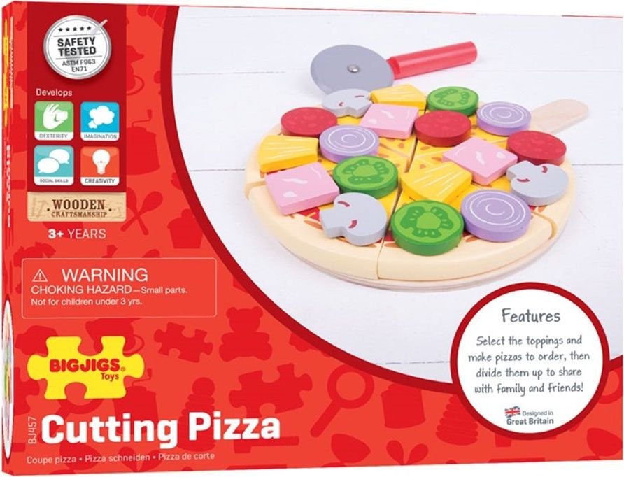 Bigjigs Toys Dřevěná krájecí pizza - obrázek 3