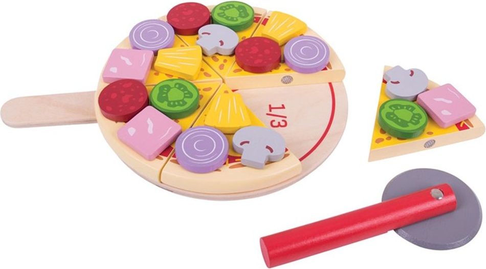 Bigjigs Toys Dřevěná krájecí pizza - obrázek 4