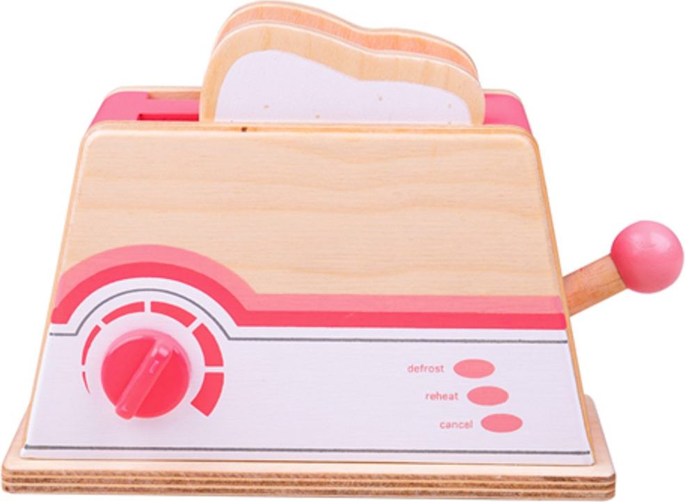 Bigjigs Toys Dřevěný toaster růžový - obrázek 1
