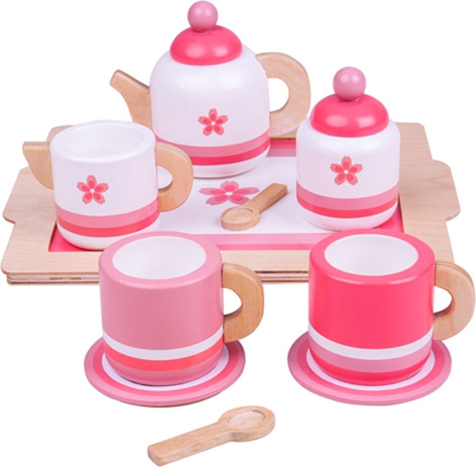 Bigjigs Toys Dřevěná čajová sada růžová - obrázek 1