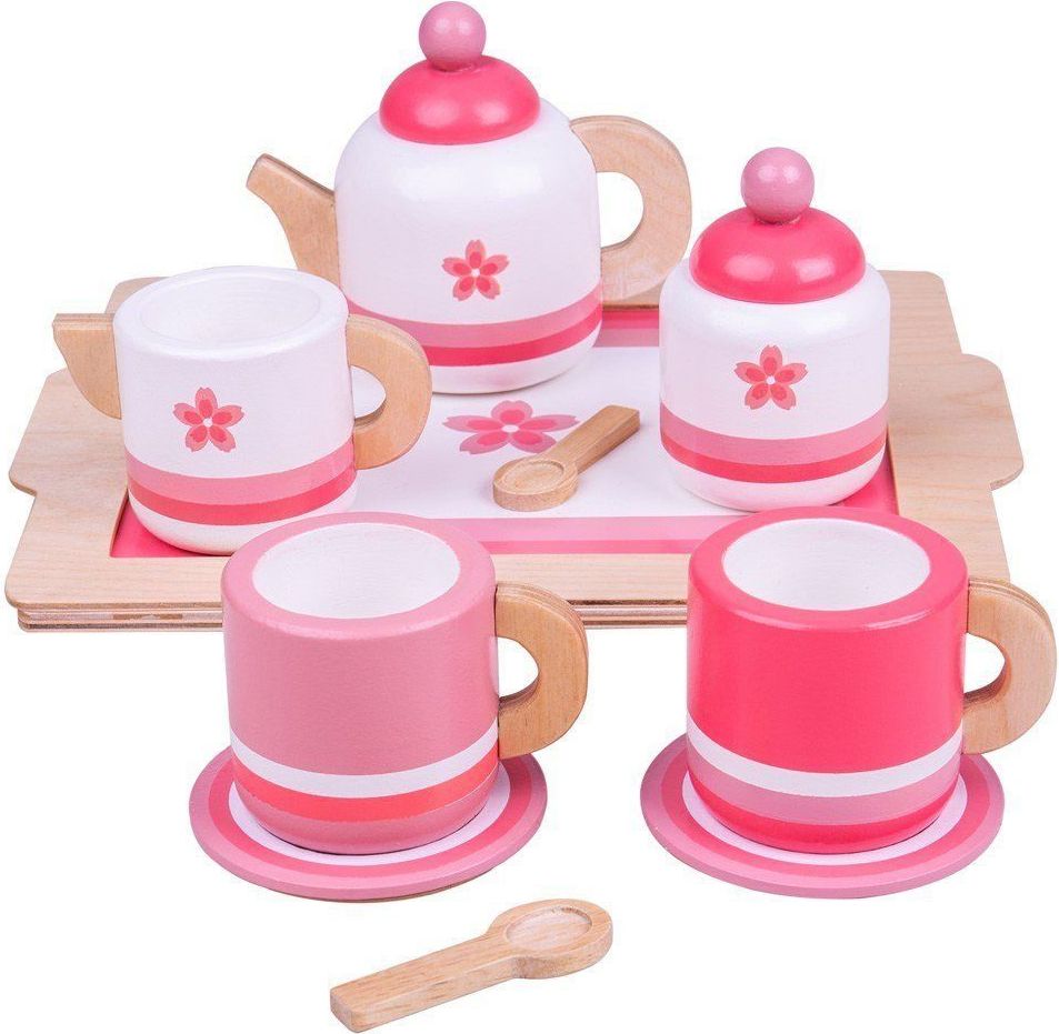 Bigjigs Toys Dřevěná čajová sada růžová - poškozený obal - obrázek 1