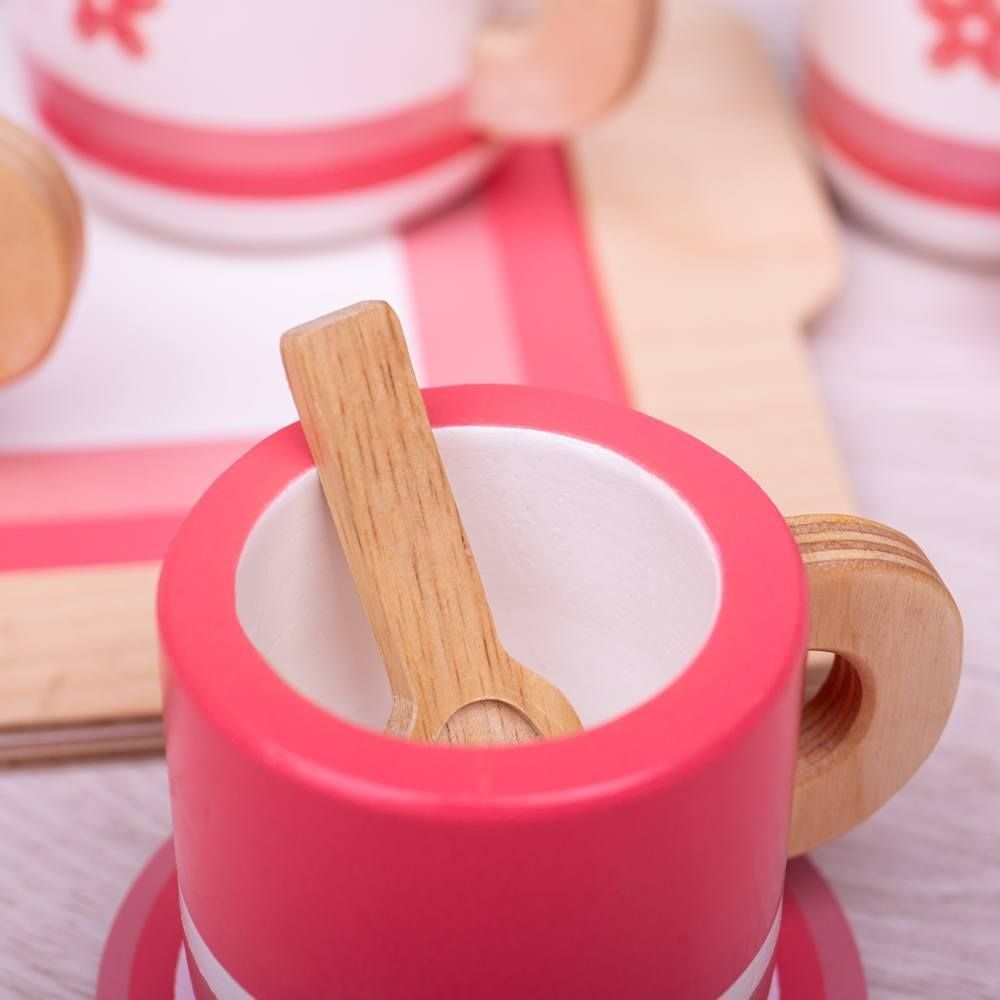 Bigjigs Toys Dřevěná čajová sada růžová - poškozený obal - obrázek 2