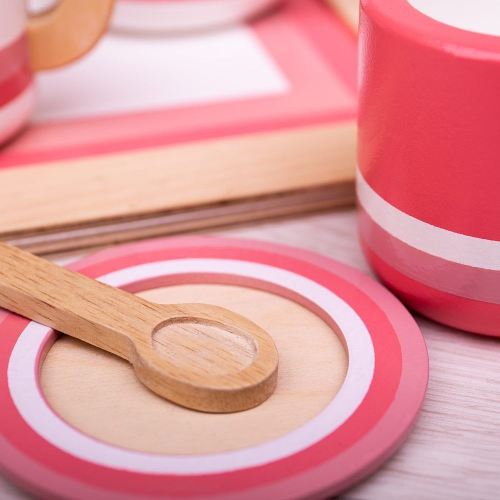 Bigjigs Toys Dřevěná čajová sada růžová - poškozený obal - obrázek 4
