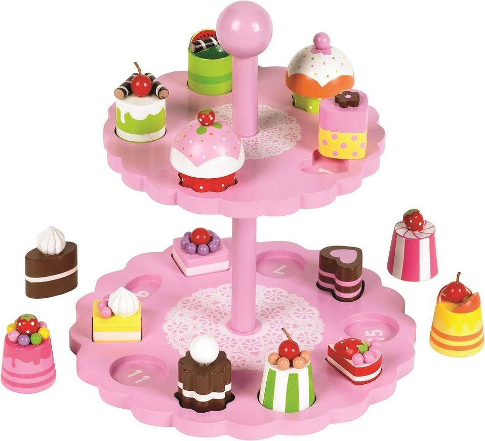 Tidlo Růžový patrový talíř s dortíčky poškozený obal - obrázek 1