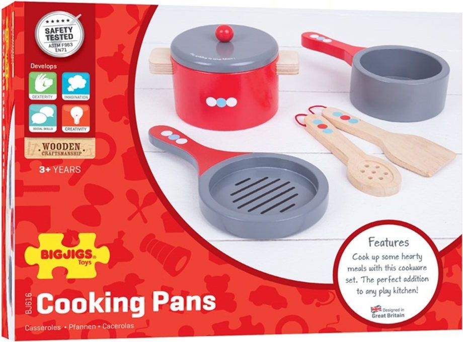Bigjigs Toys Dřevěný set nádobí s puntíky poškozený obal - obrázek 1