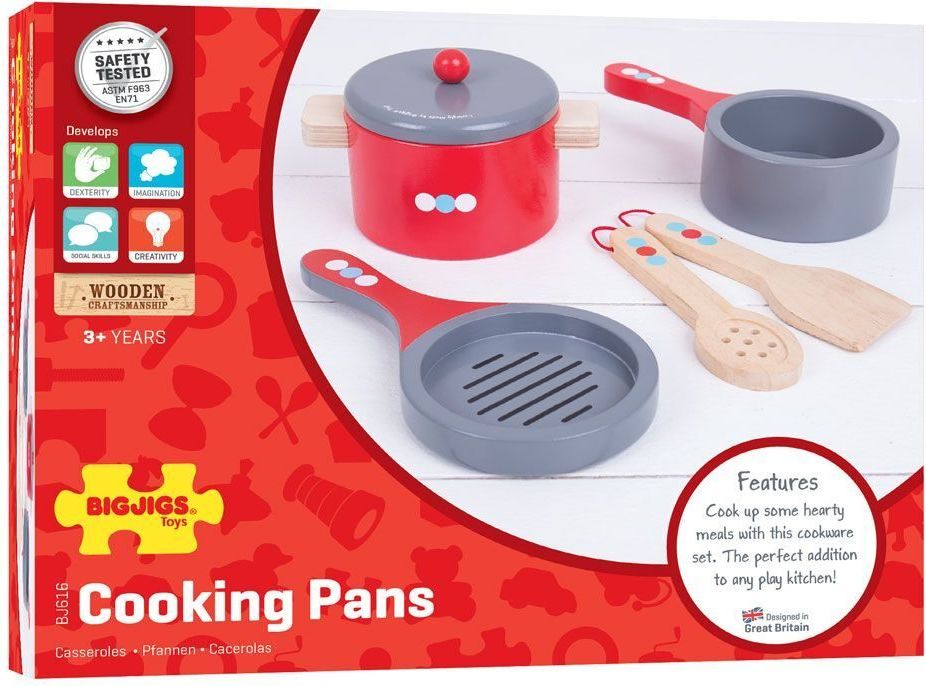 Bigjigs Toys Dřevěný set nádobí s puntíky poškozený obal - obrázek 3