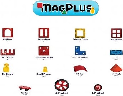 MAGPLUS Auta magnetická stavebnice 100 dílů - obrázek 3