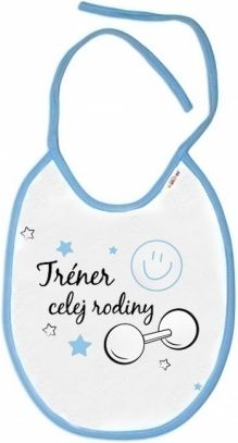 Baby Nellys  Nepromokavý bryndáček Trenér celej rodiny, 24 x 27 cm, kluk - bílá/modrá - obrázek 1