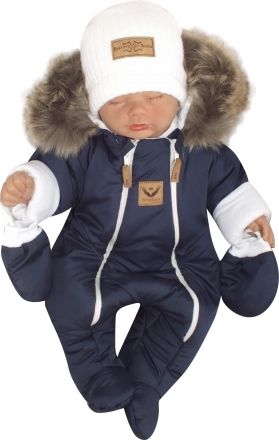 Z&Z Zimní kombinéza s dvojitým zipem, kapucí a kožešinou + rukavičky, Angel - granát - obrázek 1