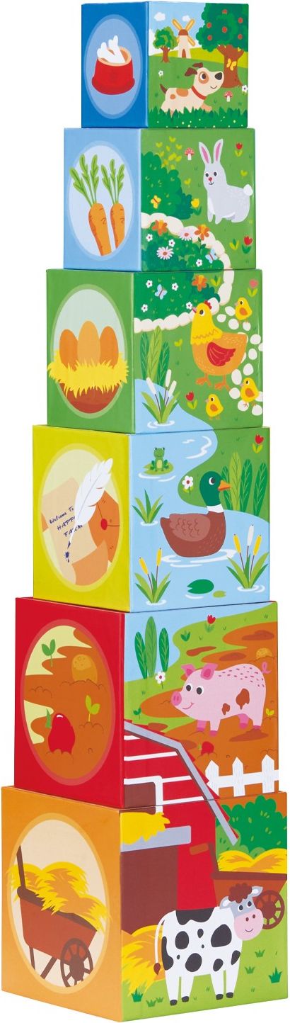 Lelin Toys Stohovací kostky s dřevěnými zvířátky na farmě - obrázek 3
