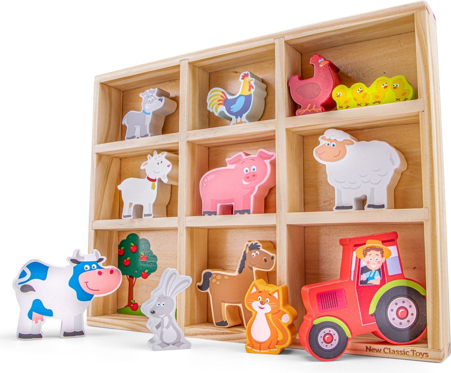 New Classic Toys Dřevěná zvířátka ze statku v boxu - obrázek 1