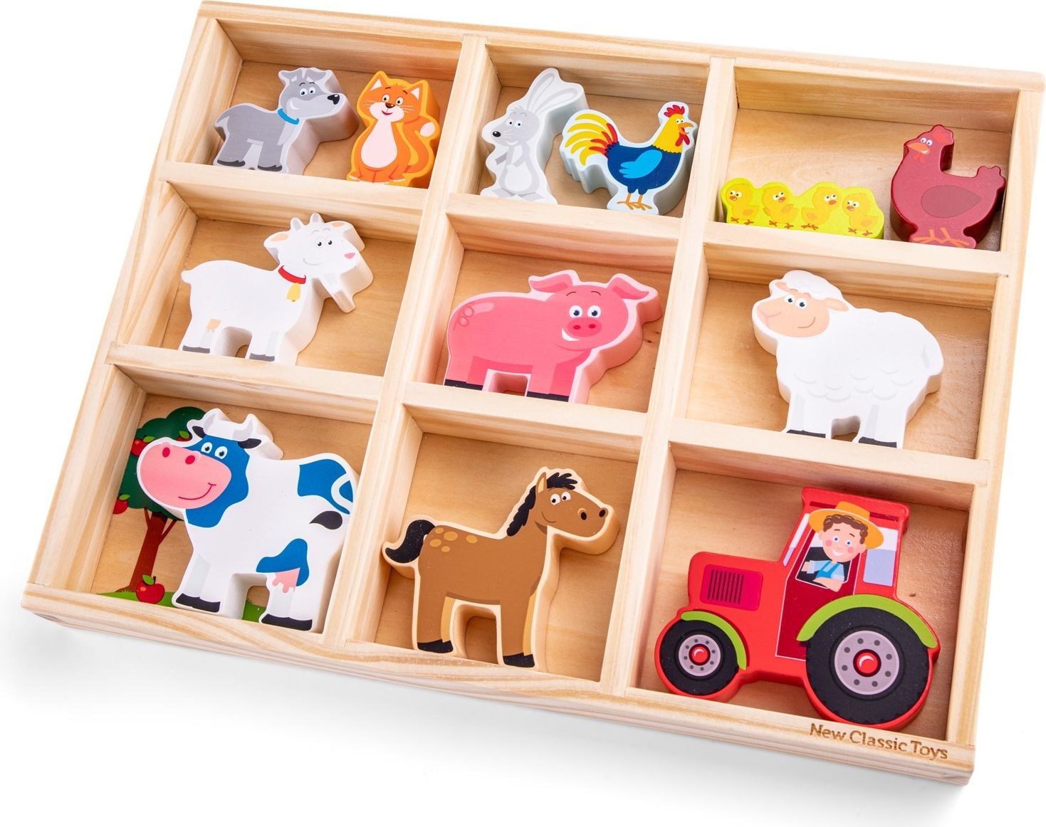 New Classic Toys Dřevěná zvířátka ze statku v boxu - obrázek 2