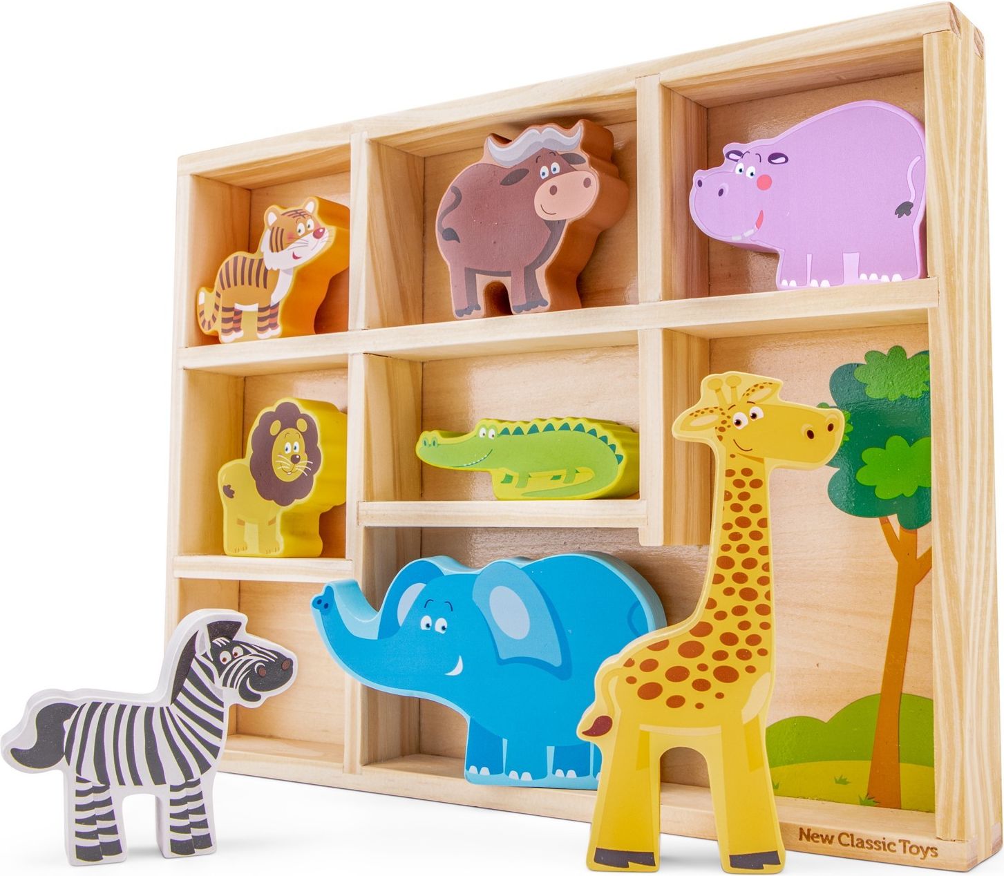 New Classic Toys Dřevěná zvířátka ze safari v boxu - obrázek 1