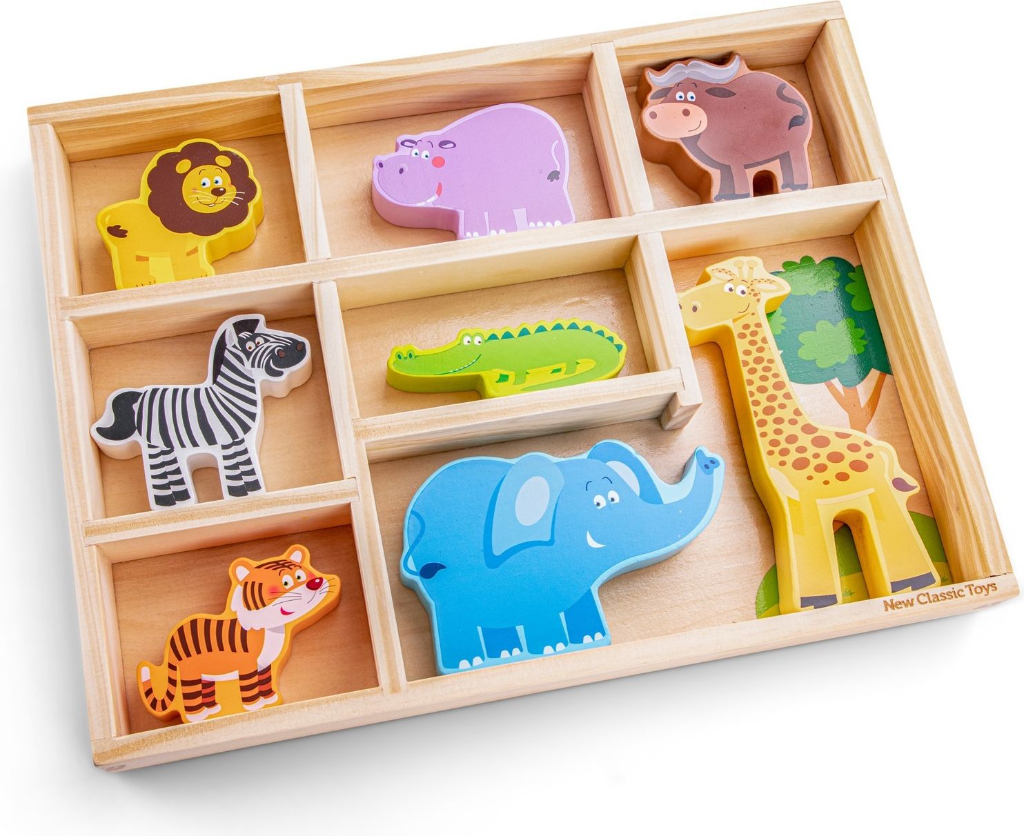 New Classic Toys Dřevěná zvířátka ze safari v boxu - obrázek 2