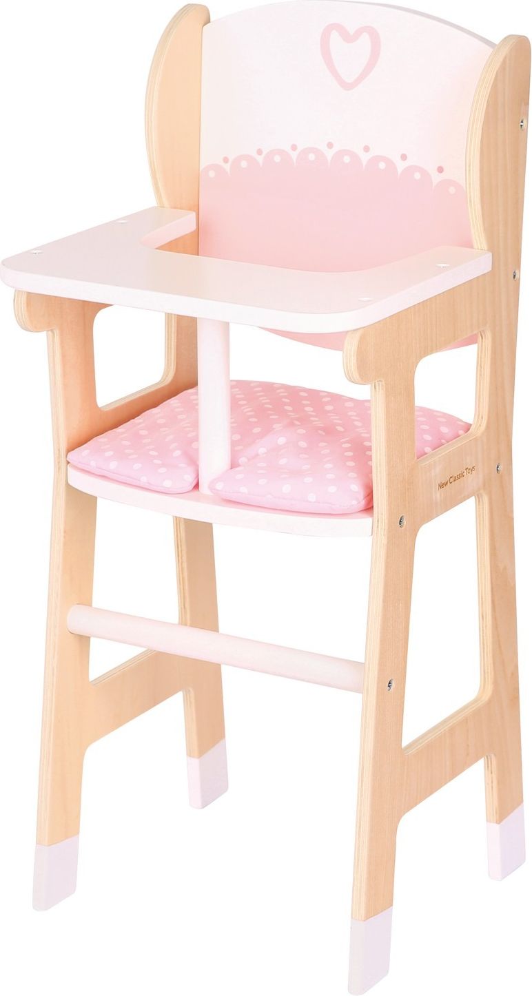 New Classic Toys Růžová dřevěná jídelní židlička pro panenky - obrázek 1