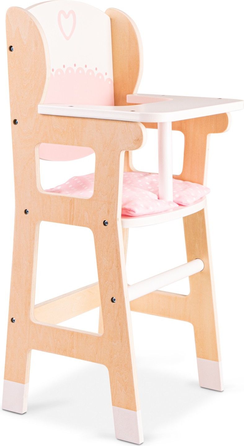 New Classic Toys Růžová dřevěná jídelní židlička pro panenky - obrázek 2