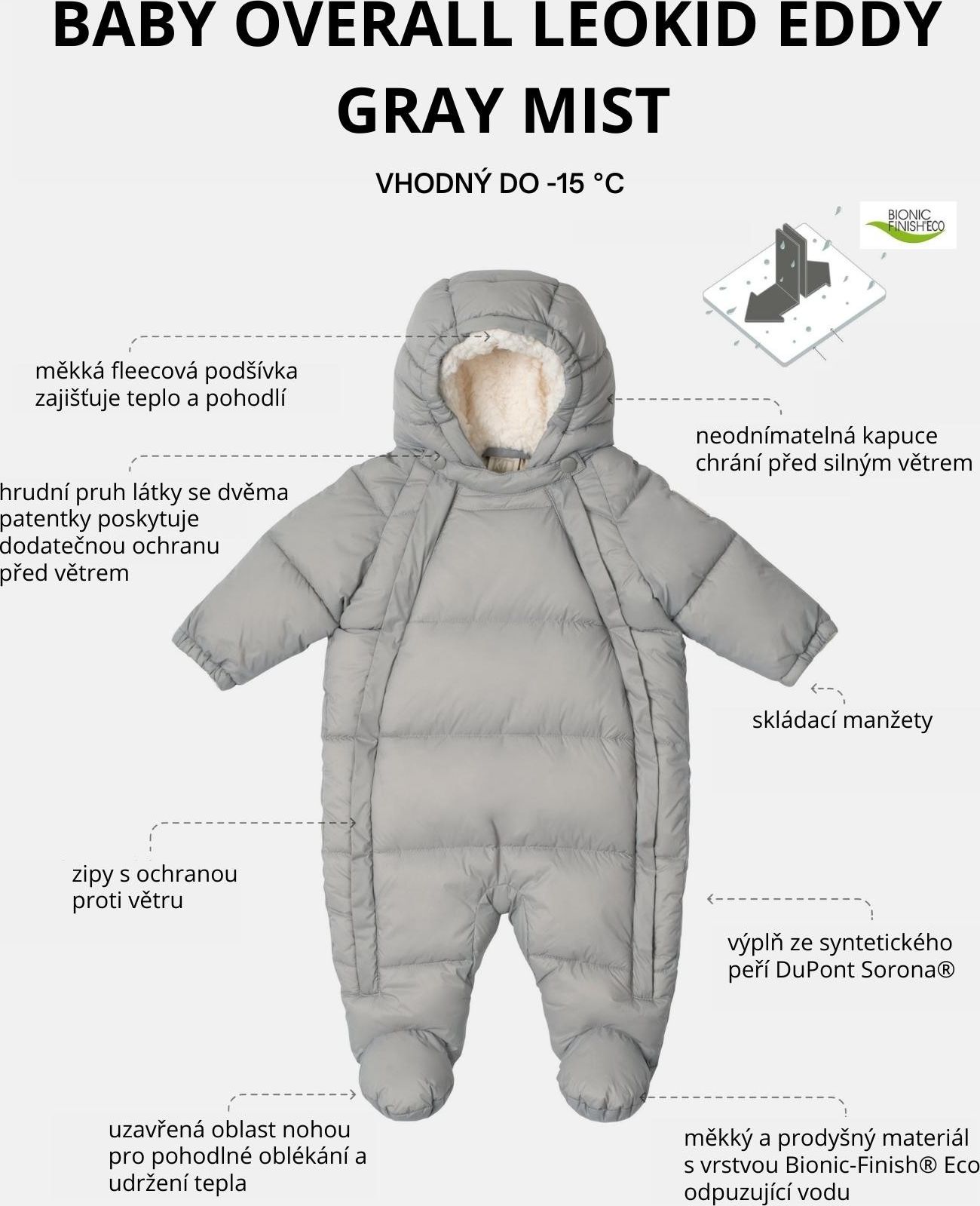 Baby Overall LEOKID Eddy gray mist - 62 - obrázek 7