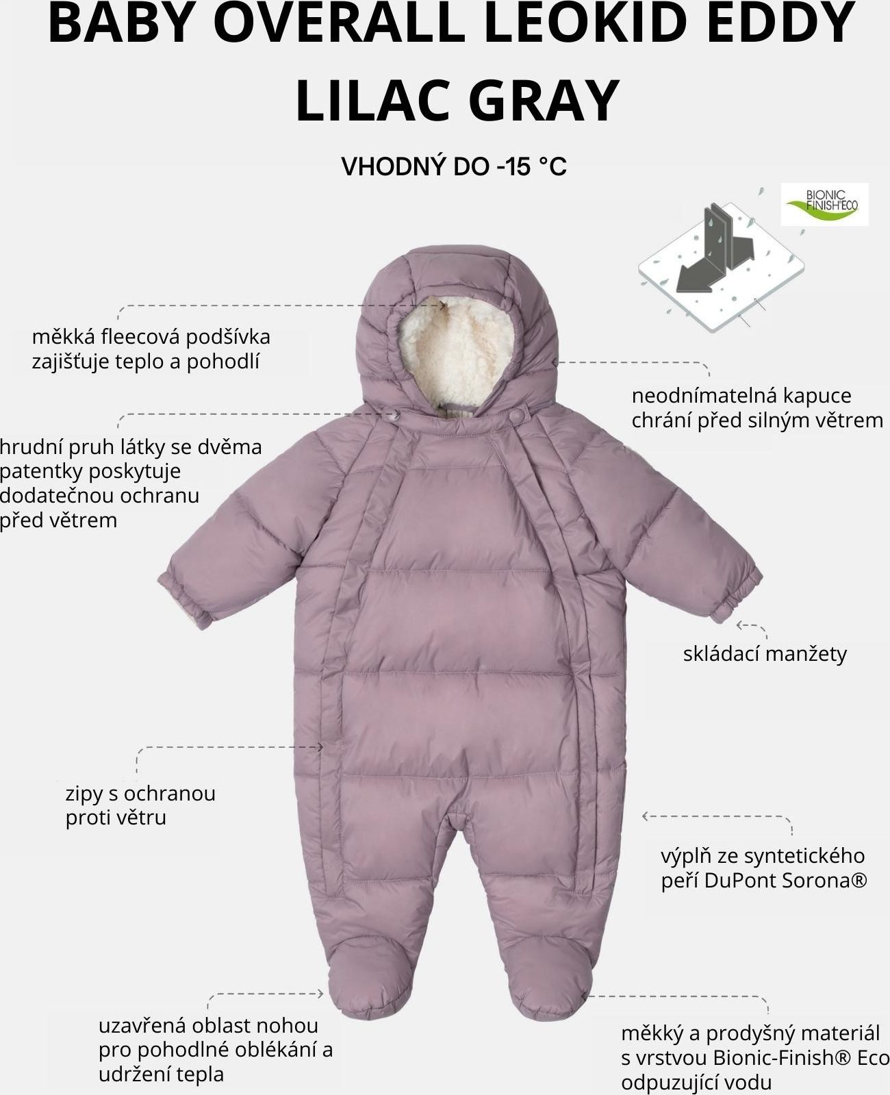 Baby Overall LEOKID Eddy lilac gray - 62 - obrázek 8