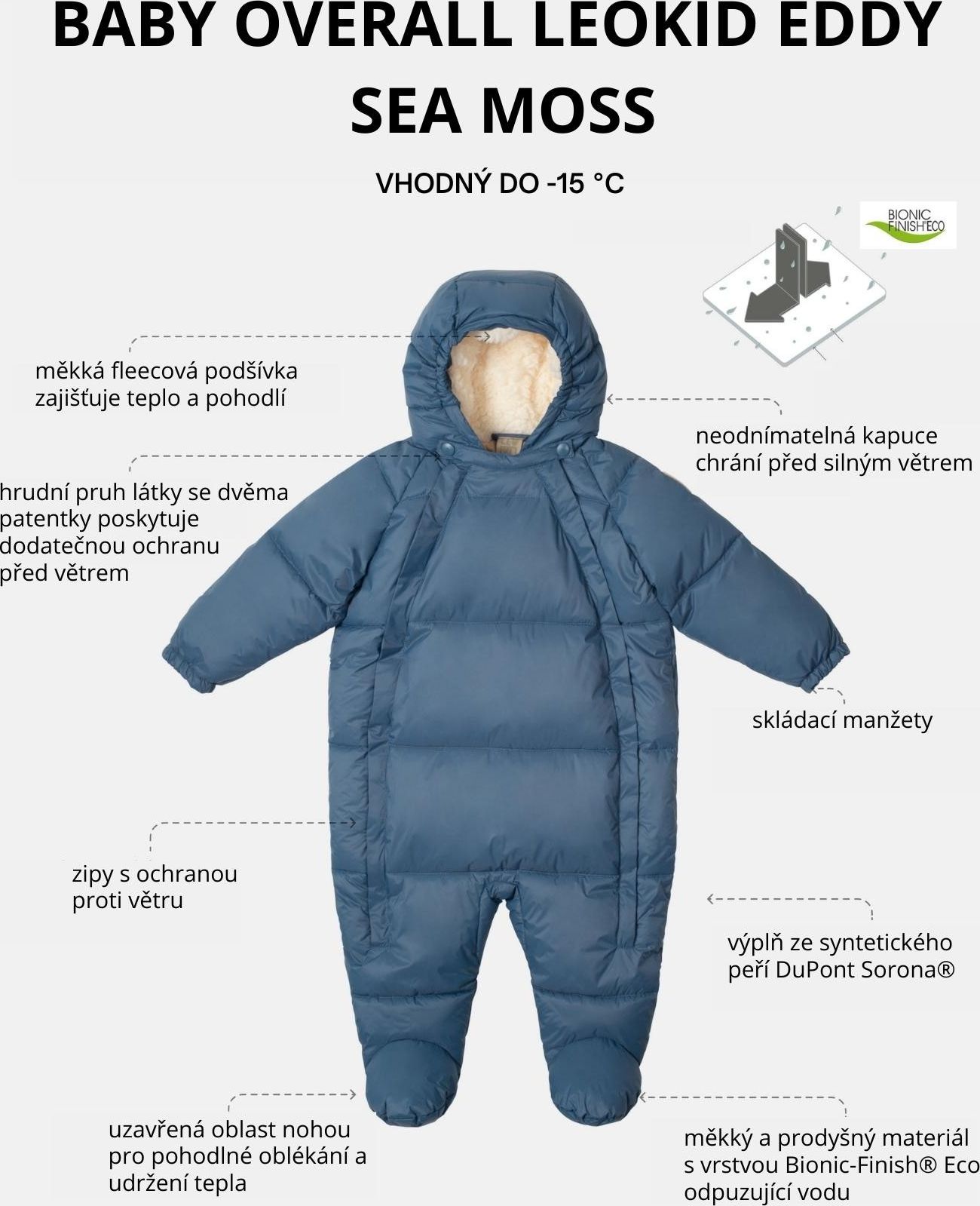 Baby Overall LEOKID Eddy sea moss - 62 - obrázek 3