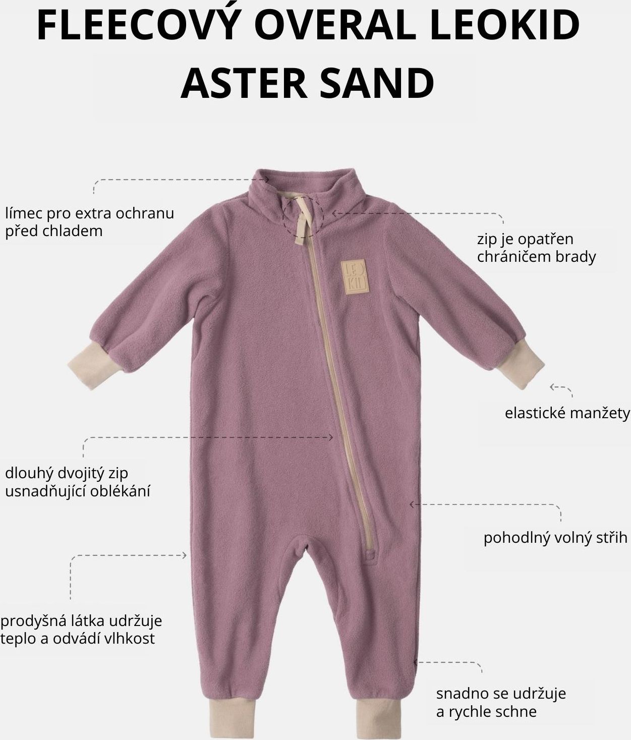 Leokid Fleecový overal Aster Sand - 86 - obrázek 7