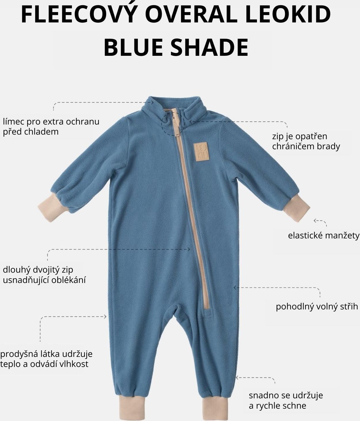 Leokid Fleecový overal Blue Shade - 86 - obrázek 6