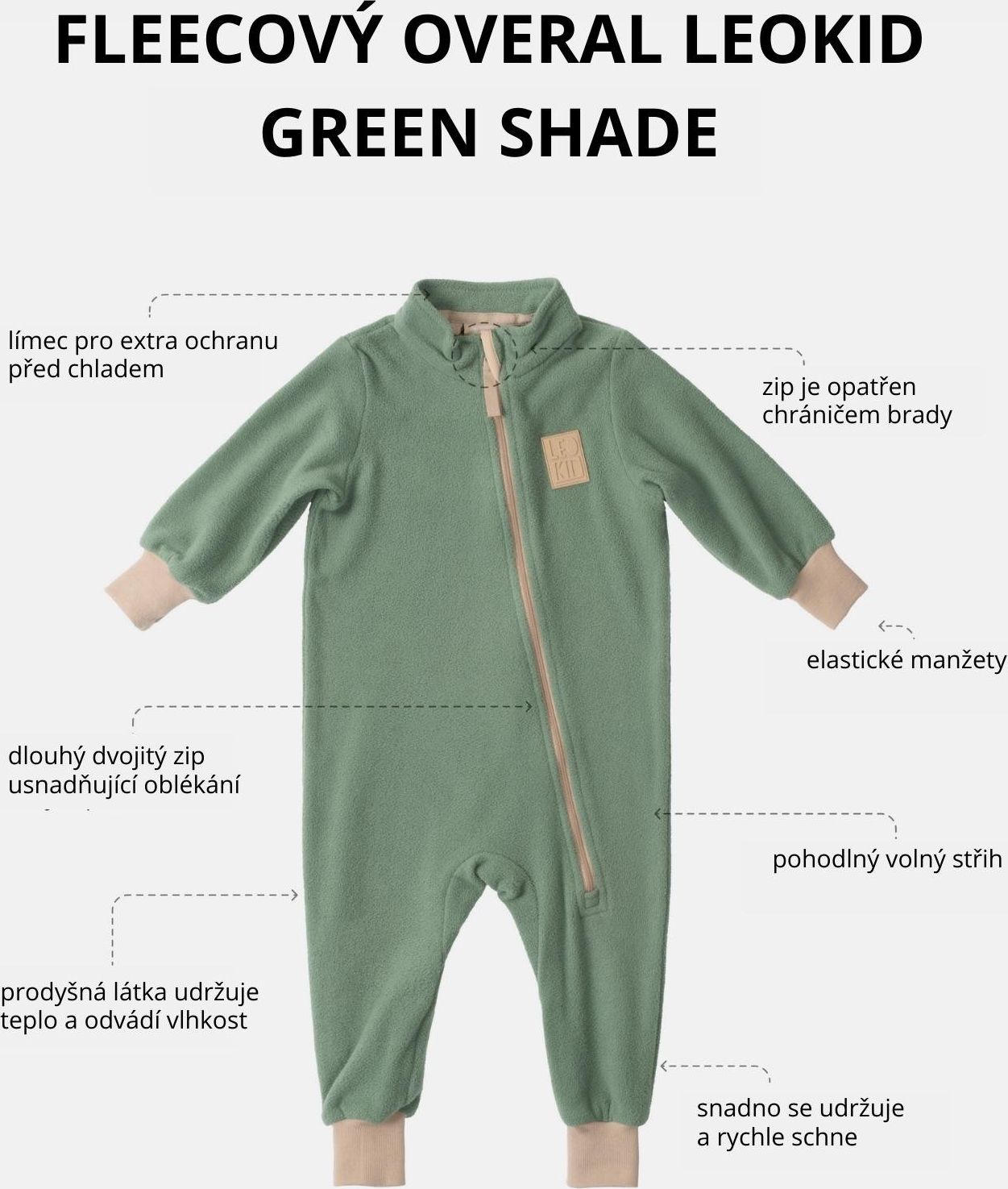 Leokid Fleecový overal Green Shade - 86 - obrázek 5