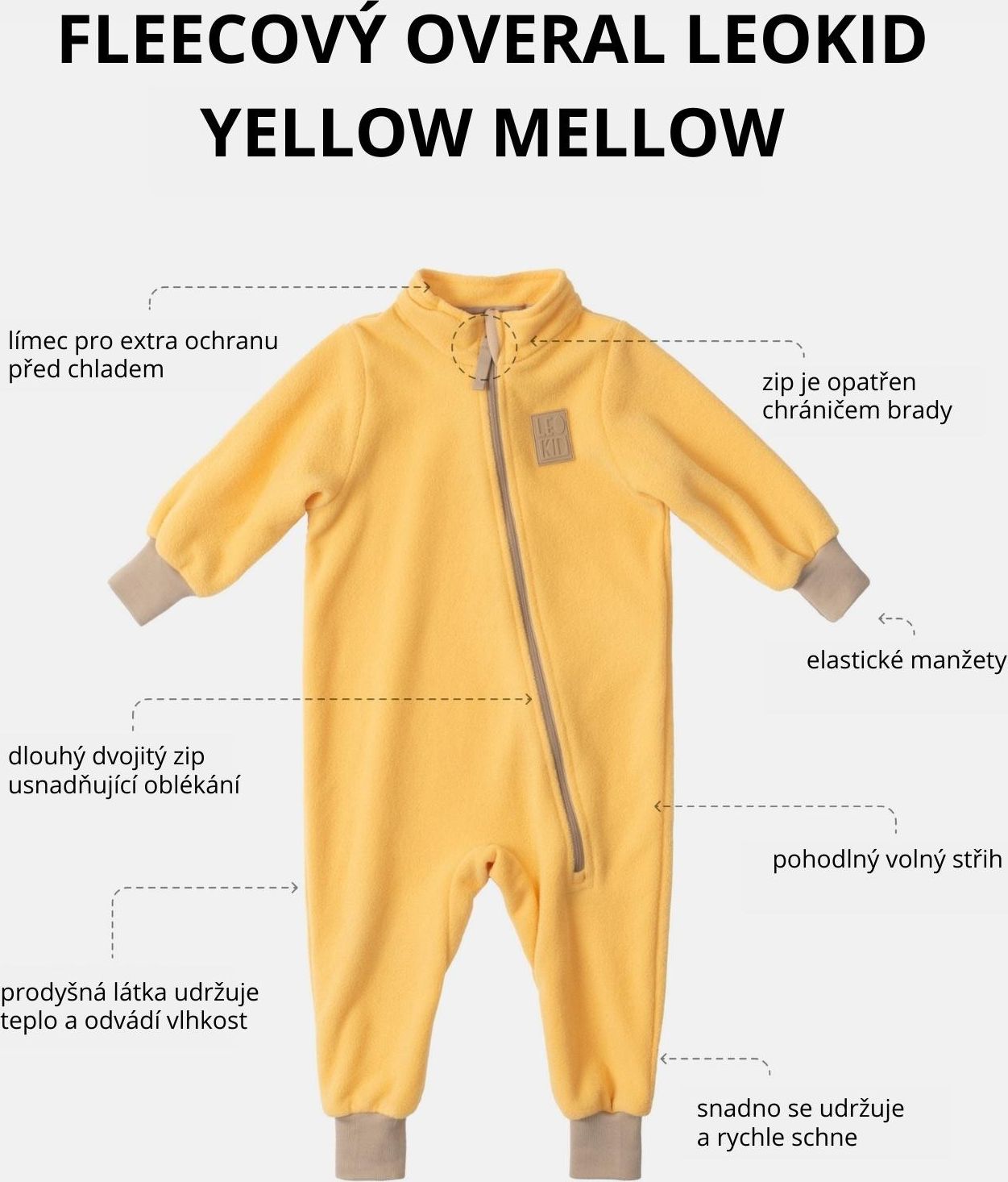 Leokid LEOKID Fleecový overal Yellow Mellow - 86 - obrázek 5