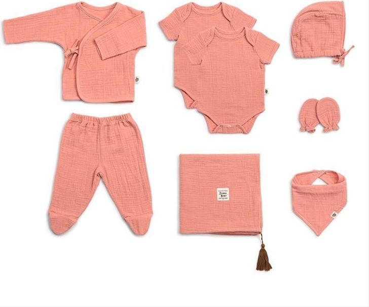 Funnababy Mušelínový Novorozenecký set dílný Coral Pink - obrázek 1