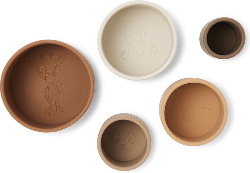 NUUROO Vanja Silikonová stohovací věž Brown Color mix - obrázek 3