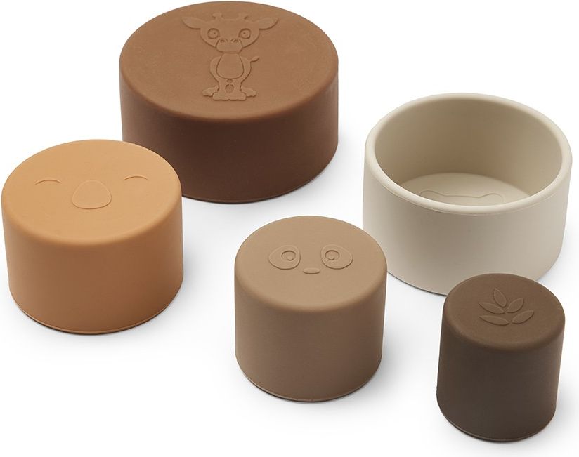 NUUROO Vanja Silikonová stohovací věž Brown Color mix - obrázek 4