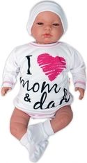 Kojenecká 5-dílná soupravička bavlna - I LOVE MOM AND DAD bílá s růžovou - vel.62 - obrázek 2