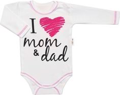 Kojenecká 5-dílná soupravička bavlna - I LOVE MOM AND DAD bílá s růžovou - vel.62 - obrázek 3