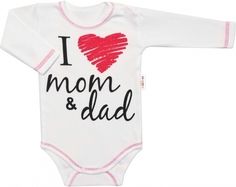 Kojenecká 5-dílná soupravička bavlna - I LOVE MOM AND DAD bílá s červenou - vel.56 - obrázek 2