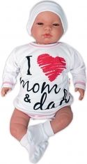 Kojenecká 5-dílná soupravička bavlna - I LOVE MOM AND DAD bílá s červenou - vel.56 - obrázek 3