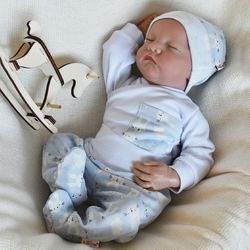 Kojenecká soupravička 3-dílná bavlna - NEW BUNNY modro-bílá - vel.62 - obrázek 5