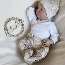Kojenecká soupravička 3-dílná bavlna - NEW BUNNY béžovo-bílá - vel.56 - obrázek 5