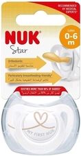 Dudlík latexový plochý NUK - STAR bílý se srdíčkem - 0-6měs. - obrázek 2