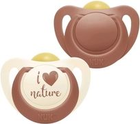 Dudlík latexový kulatý NUK sada 2ks - FOR NATURE vínový - 0-6měs. - obrázek 1