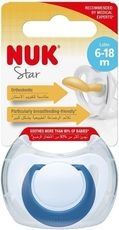 Dudlík latexový plochý NUK - STAR bílý s modrou - 6-18měs. - obrázek 2