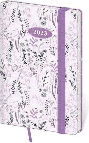 Diář kapesní Vario Lavender s gumičkou 2023 / 9cm x 14cm / DV436-11-23 - obrázek 1