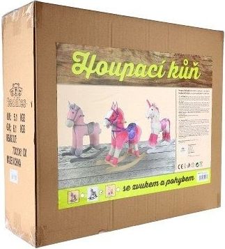 Teddies Kůň houpací jednorožec plyš na baterie se zvukem a pohybem nosnost 50kg v krabici 70x21x61cm - obrázek 2