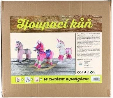 Teddies Kůň houpací jednorožec plyš na baterie se zvukem a pohybem nosnost 50kg v krabici 70x21x61cm - obrázek 4