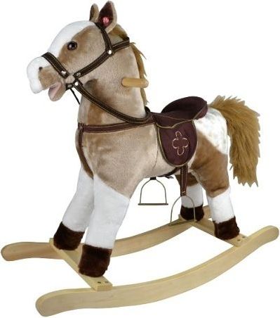 Teddies Kůň houpací světle hnědý plyš na baterie 71cm se zvukem a pohybem nosnost 50kg v krabici 62x56x19cm - obrázek 2