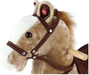 Teddies Kůň houpací světle hnědý plyš na baterie 71cm se zvukem a pohybem nosnost 50kg v krabici 62x56x19cm - obrázek 3