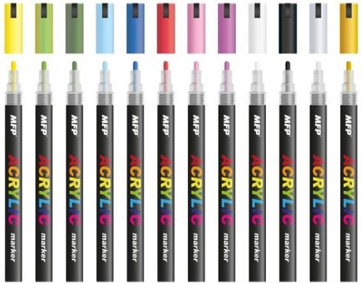 Akrylový popisovač 4mm set 12ks - obrázek 4