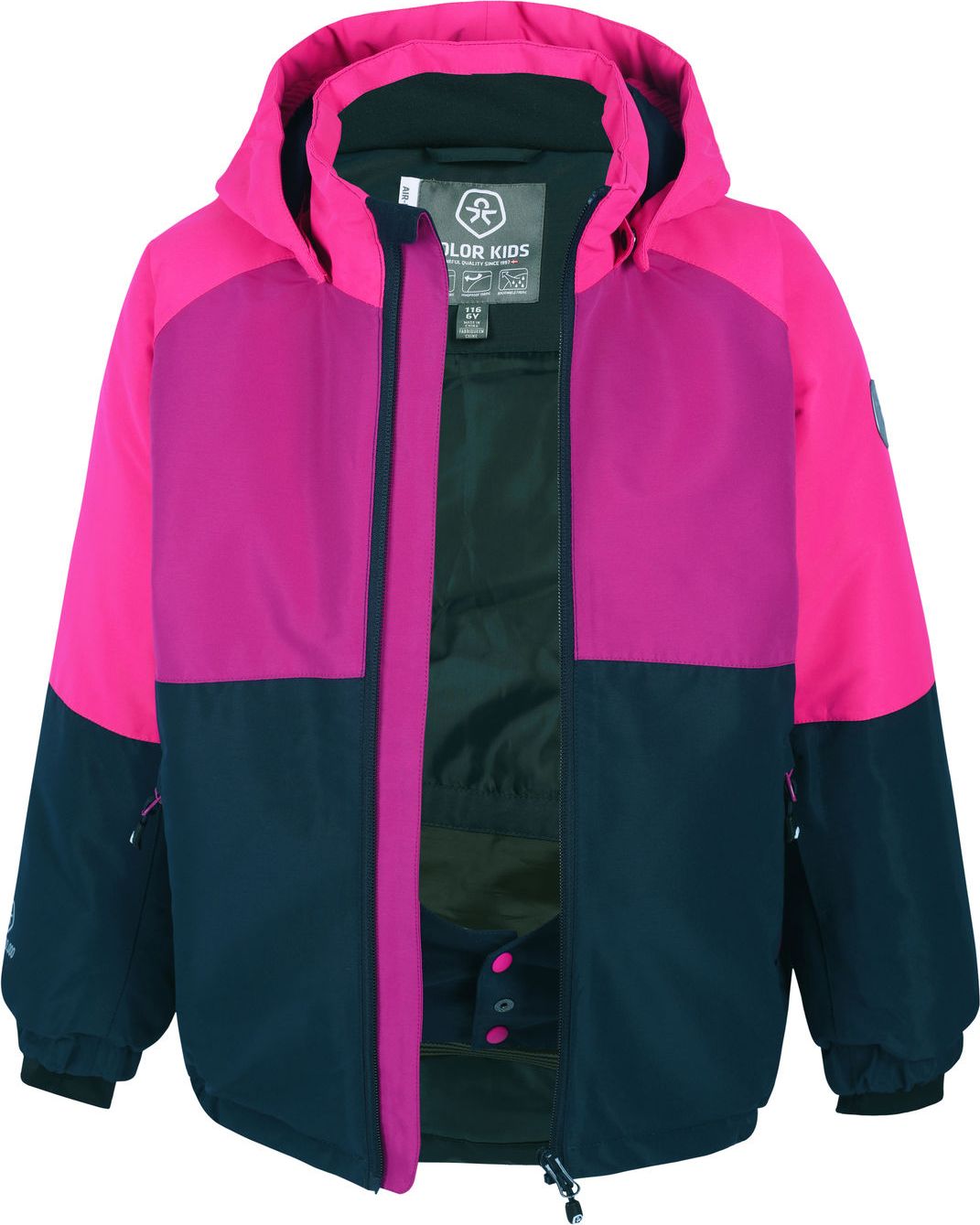 DĚTSKÁ ZIMNÍ LYŽAŘSKÁ BUNDA COLOR KIDS, AF 10.000 COLORBLOCK FESTIVAL FUCHSIA Velikost: 104 - obrázek 2