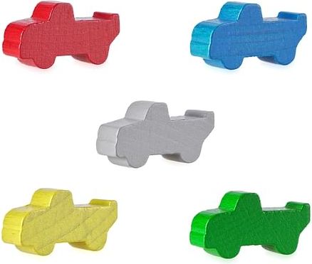 Dřevěný žeton - Nákladní auto, barva červená - obrázek 1